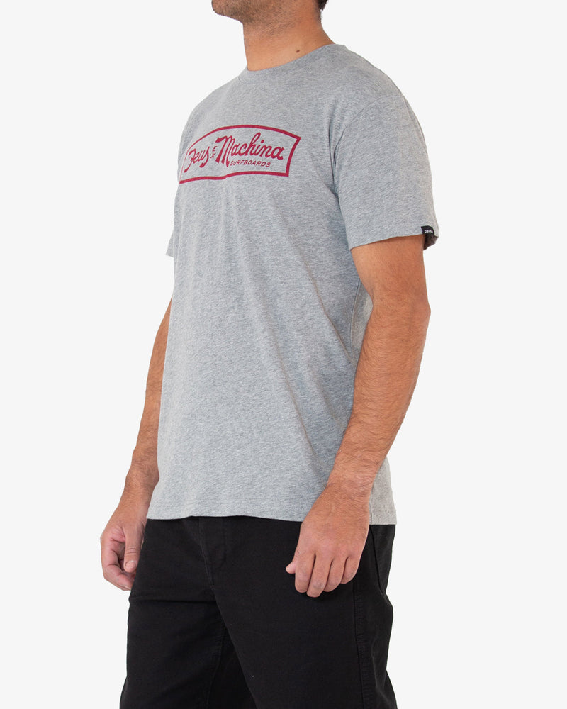grey regular fit marle t-shirt with chest and back prints, 150gm combed cotton jersey fabrication with a garment wash