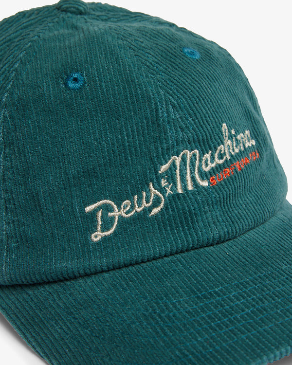 classic 6 panel dad cap with front and back embroidered artwork, in 100% cotton corduroy fabrication