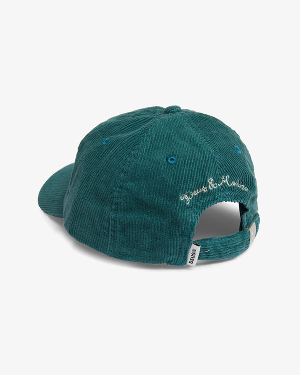 classic 6 panel dad cap with front and back embroidered artwork, in 100% cotton corduroy fabrication